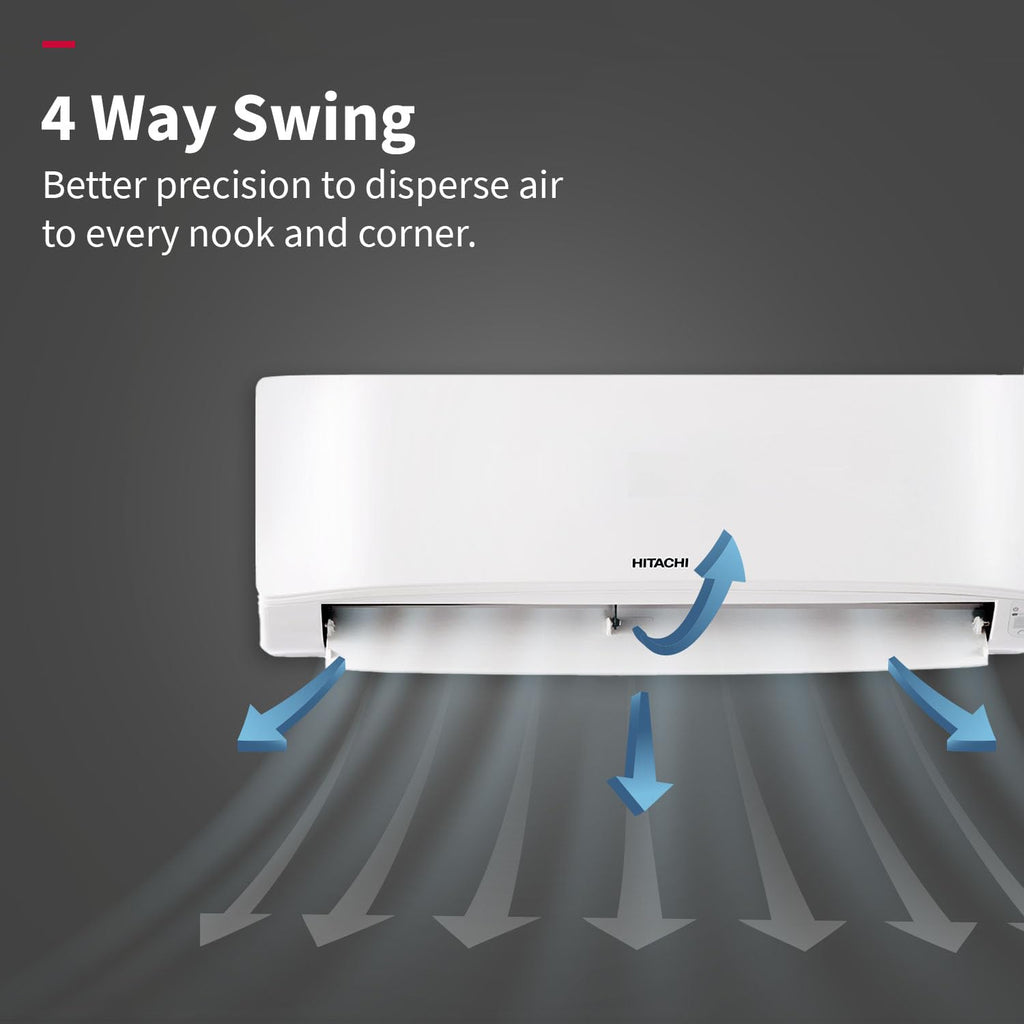Hitachi RAS.B318PCAIBA1 1.5 Ton 3 Star Split AC (Senpai Series, Fixed Speed, Long Air Throw, 100% Copper, R32, White)