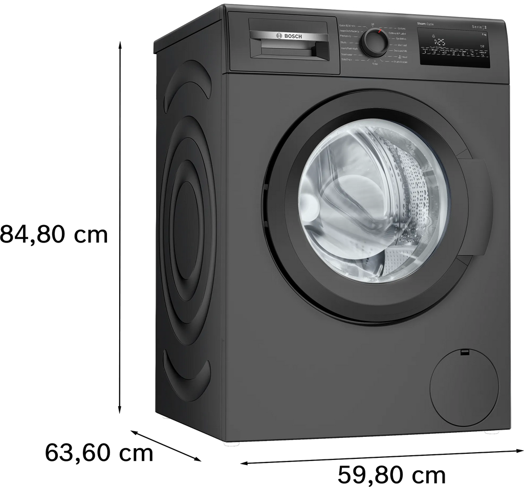 Bosch WAJ2826DIN Series 2 Front Load Washing Machine 8 Kg, 1400 RPM – Stainless Steel Drum, LED Display, Water Protection System (2025 Model)