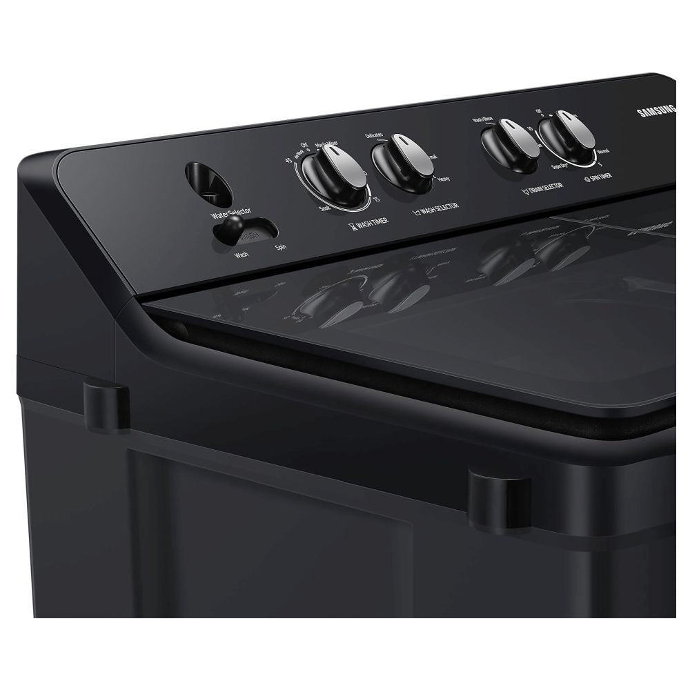 Samsung WT90B3560RB 9 Kg Semi Automatic Top Load Washing Machine | 5 Star Energy Rating | Hexa Storm Pulsator | Rust-Proof Body | Magic Filter & Glass Lid – Dark Gray