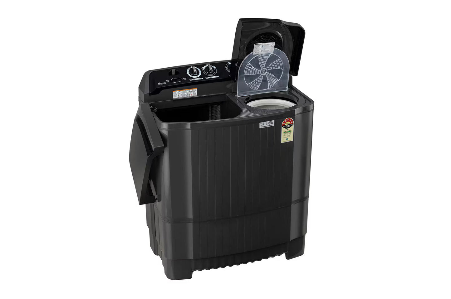 LG P8015SKAZ 8 Kg Semi-Automatic Top Load Washing Machine | 5 Star, Roller Jet Pulsator, Wind Jet Dry, Soak Function – Middle Black