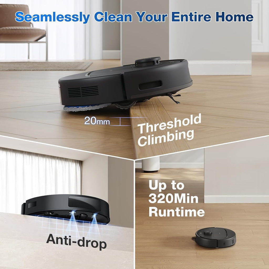 ECOVACS Deebot N30 PRO Omni 2 in 1 Robotic Vacuum Cleaner & Mop, 10000 Pa Suction, 3500+ Sq.Ft, Self-Emptying Omni-Station, TruEdge Mopping, ZeroTangle 2.0, Hot Air-Drying, Auto-Lift Mop on Carpet