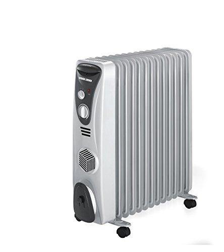 Black & Decker BXRA0902IN 9-Fin 2500W Oil Filled Radiator Room Heater with Fan, Thermostat, Overheat Protection & 3 Heat Settings | Portable Heater for Home | 2-Year Warranty