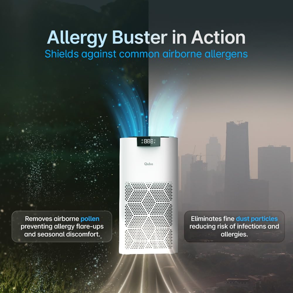 Qubo Smart Air Purifier Q500 | 4-Layer Filtration | HEPA H13 | QSensAI Smart Mode | App &amp; Voice Control | 500 Sq. Ft. Coverage | Suraj Electronics