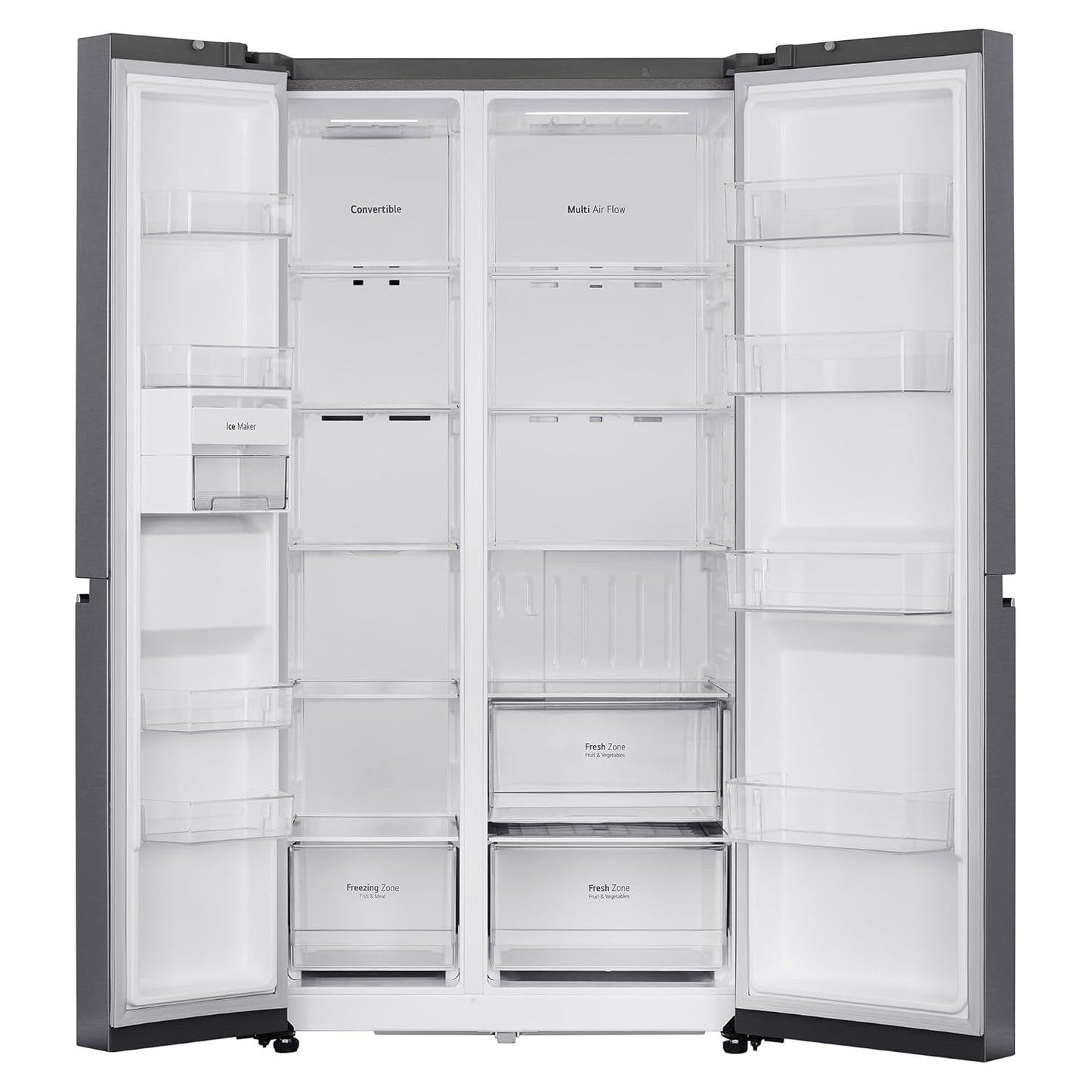 LG GL-B257HDS3 650 L Frost Free Smart Inverter Double Door Side By Side Refrigerator( Dazzle Steel, Convertible)