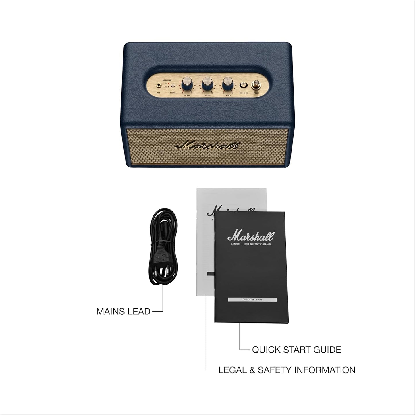 Marshall Acton III Bluetooth Speaker (Midnight Blue) | Gen 3 Stereo Sound, Bluetooth 5.2, RCA &amp; Aux Input | Suraj Electronics Delhi NCR
