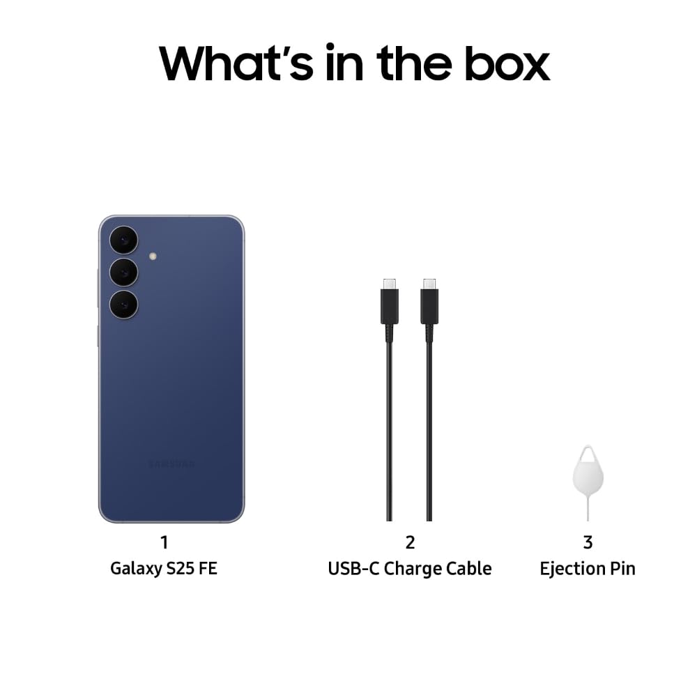 Samsung Galaxy S25 FE 5G Smartphone with Galaxy AI (Navy, 8GB RAM, 256GB Storage), 12MP Front Camera, ProVisual Engine, Long Battery Life