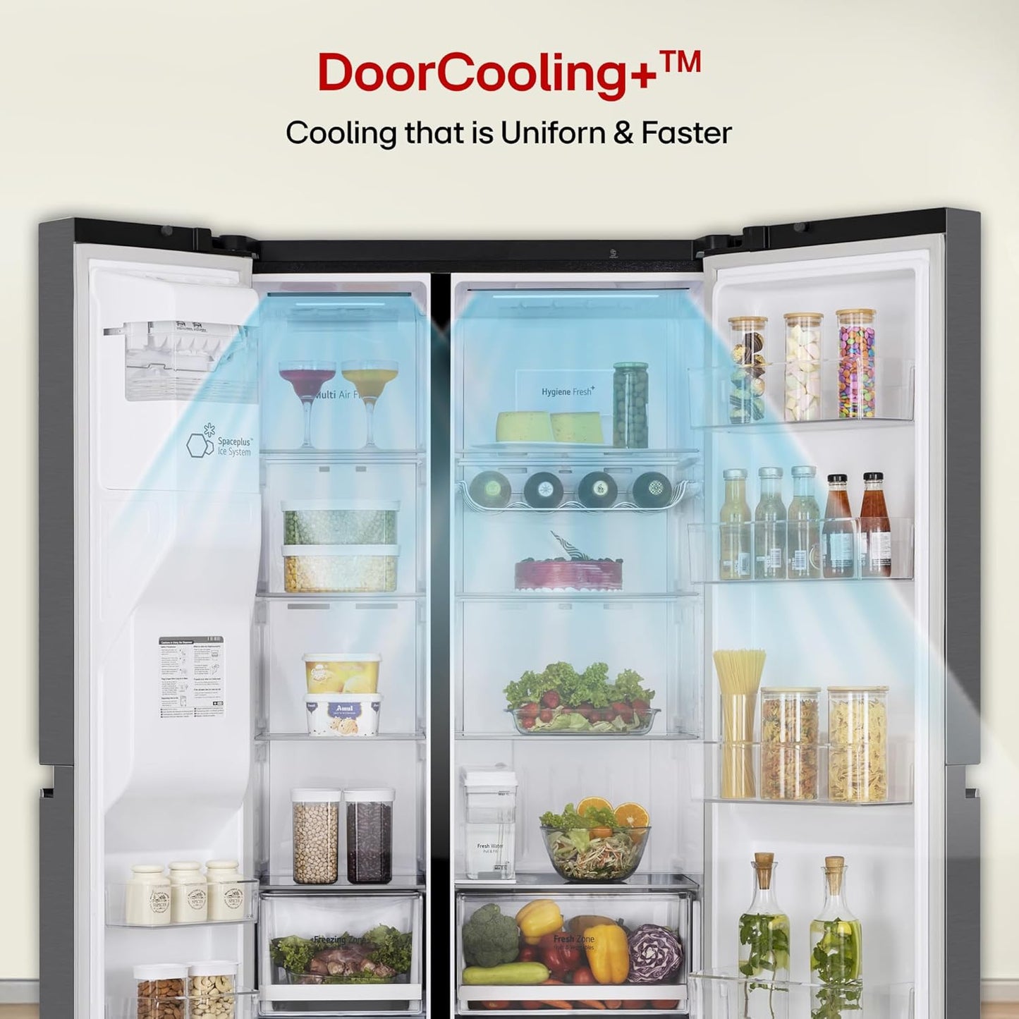 LG GL-L257CMC3 630L 3 Star Side-by-Side Refrigerator – Wi-Fi Convertible, Door Cooling+, Hygiene Fresh+, Smart Inverter, Water & Ice Dispenser | Matt Black
