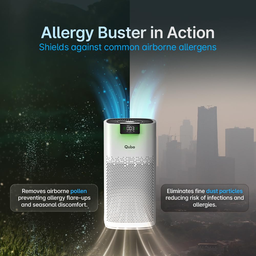 Qubo Smart Air Purifier Q600 | 4-Layer Filtration | HEPA H13 | QSensAI Smart Mode | 600 Sq. Ft. Coverage | App &amp; Voice Control | Suraj Electronics