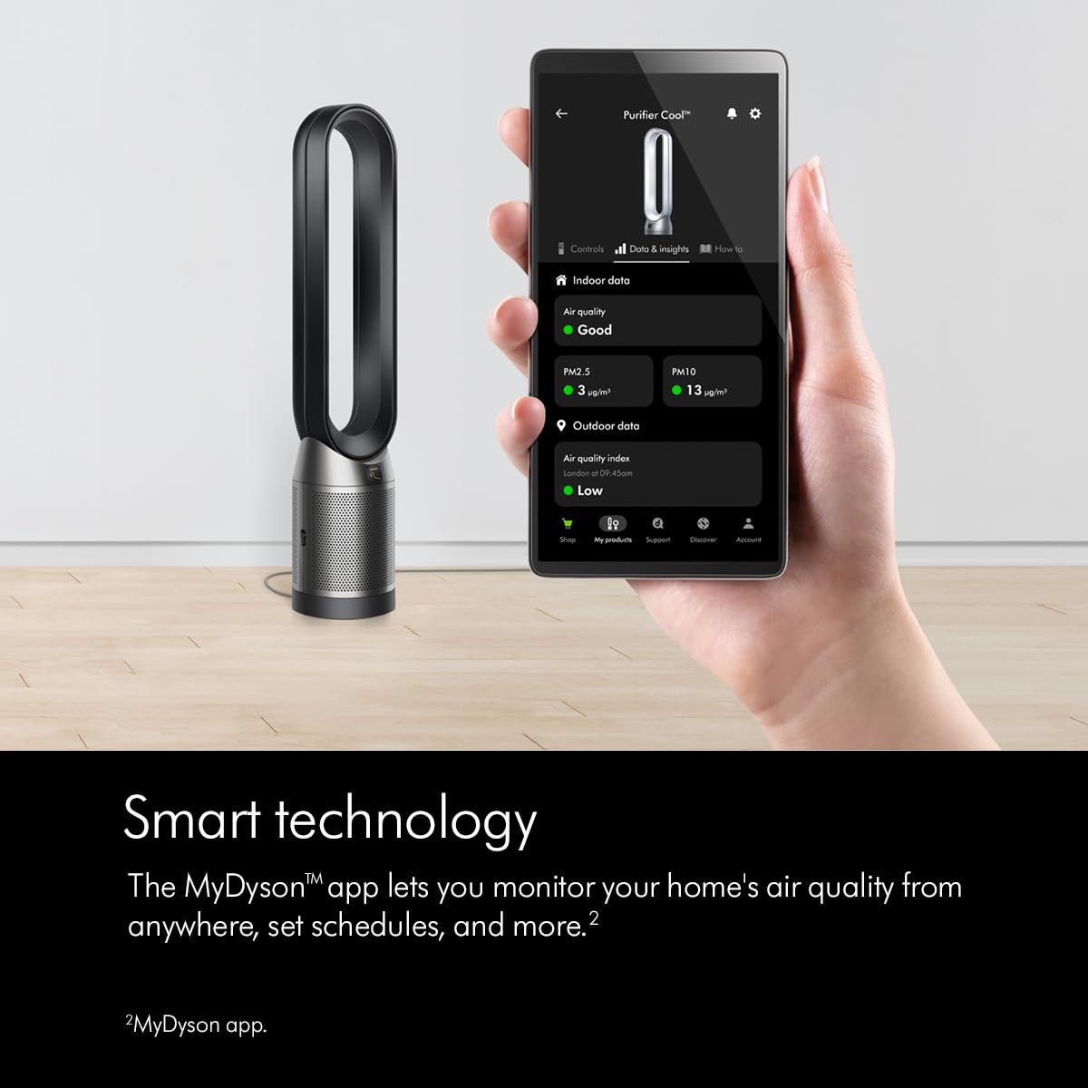 Dyson Air Purifier Cool PC1 (TP11) Black / Nickel| HEPA Filter | Air Multiplier™ Tech | Auto, Sleep &amp; Night Modes | App &amp; Voice Control | 350° Airflow | Suraj Electronics