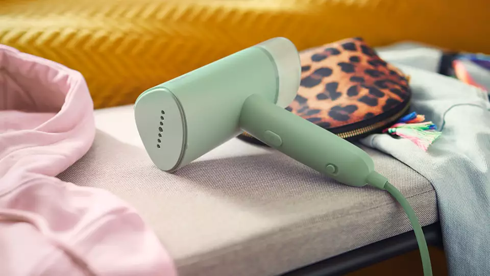 Philips STH3010/70 Handheld Garment Steamer 1000W | Foldable | 20g/min Continuous Steam | 100ml Detachable Water Tank | Compact & Travel-Friendly | Light Green