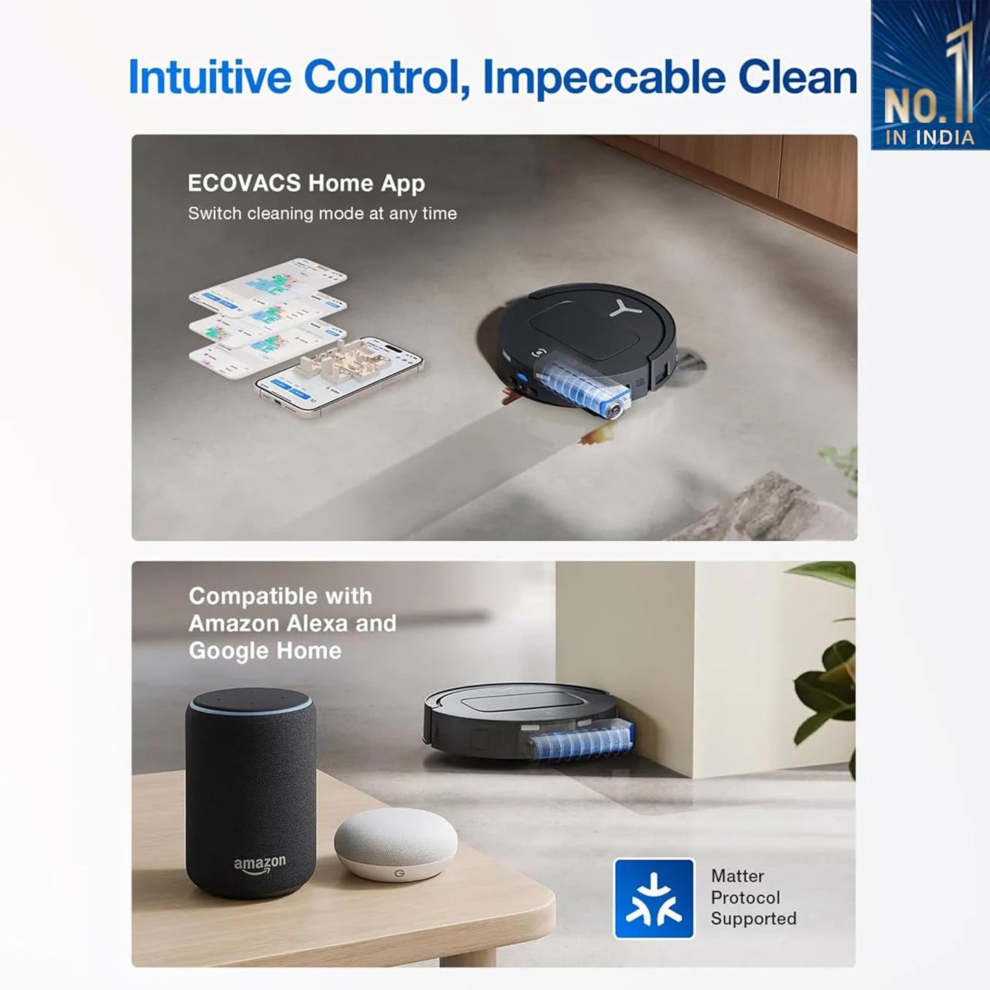 Ecovacs DEEBOT T80 Omni 2-in-1 Robot Vacuum &amp; Mop | 18000 Pa Suction, AI ReMop 2.0, Self-Emptying &amp; Hot Air Drying | Suraj Electronics Delhi NCR