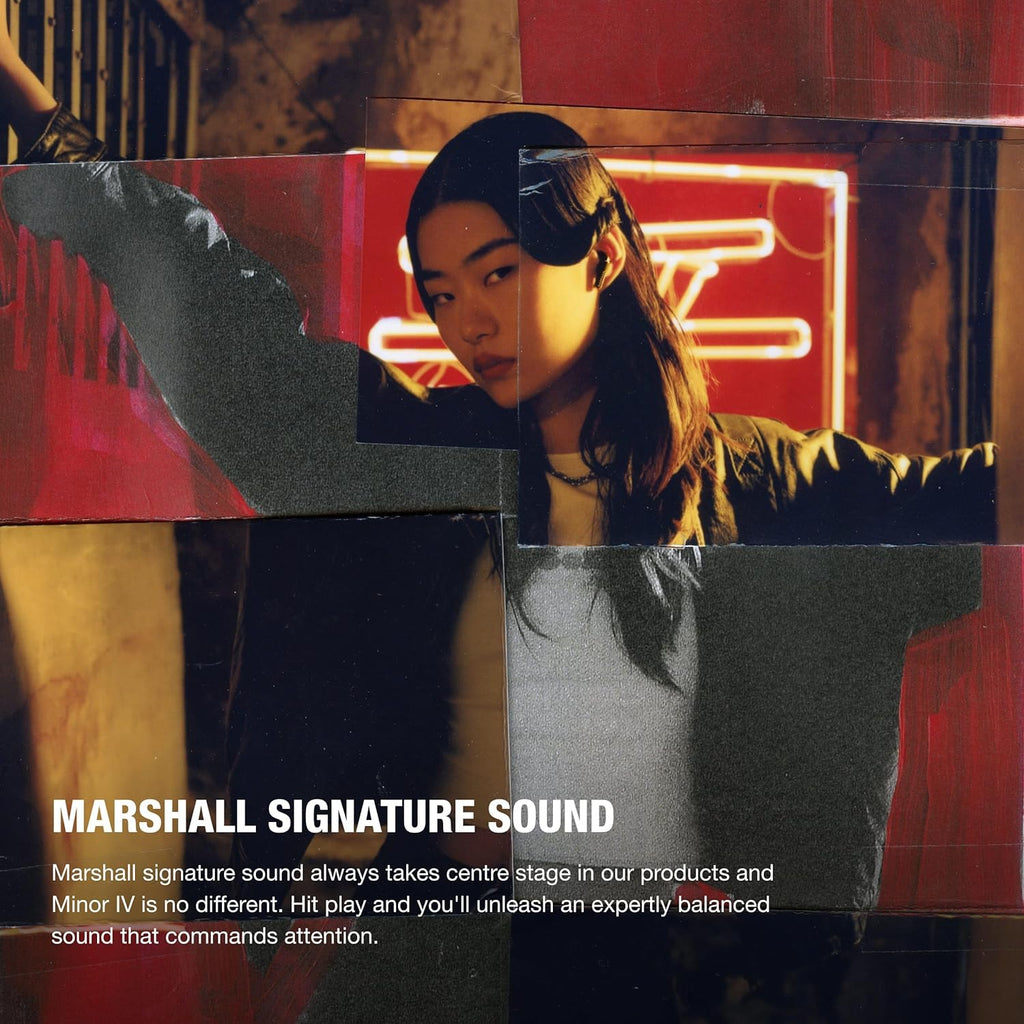 Marshall Minor IV Wireless Bluetooth Earbuds (Black) with 30+ Hours Playtime, Wireless Charging, Water-Resistant, Bluetooth Multipoint & Touch Controls