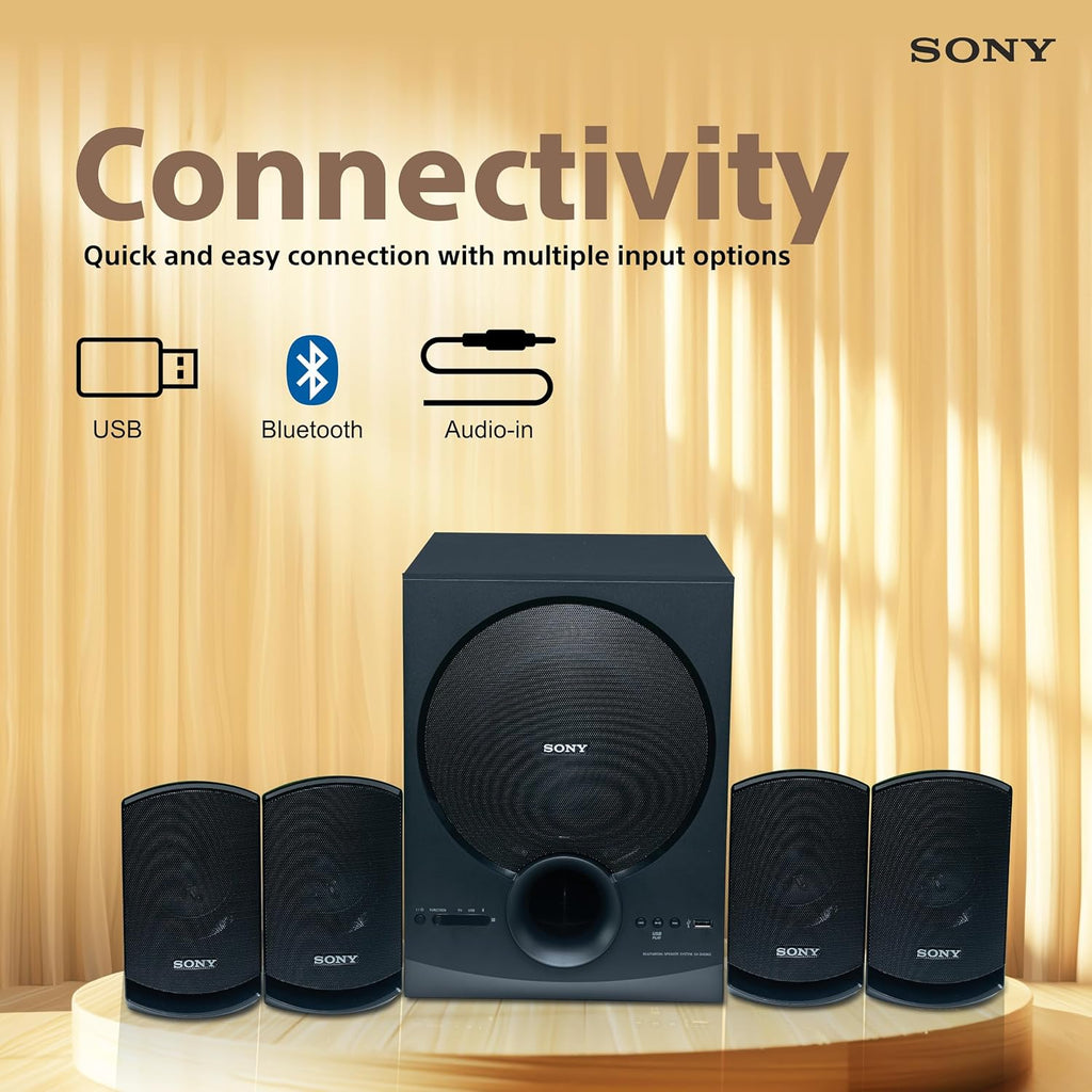 Sony SA-D40M2 4.1ch Home Theatre Speaker with 100W Power Output and Powerful Subwoofer - Black