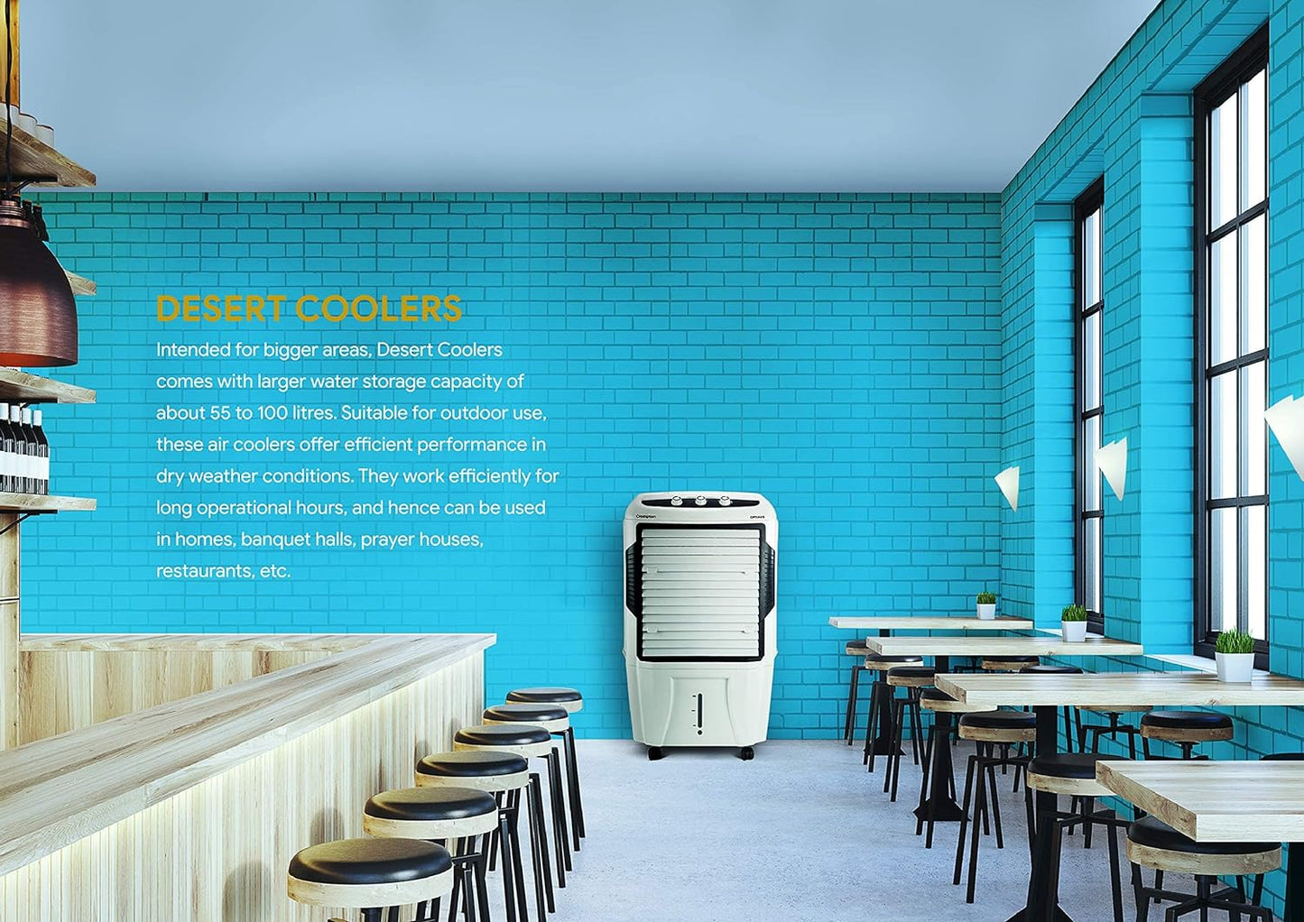 Crompton Optimus 65 Desert Air Cooler | 65 L Tank | Everlast Pump | Large Ice Chamber | Humidity Control | Suraj Electronics Delhi NCR
