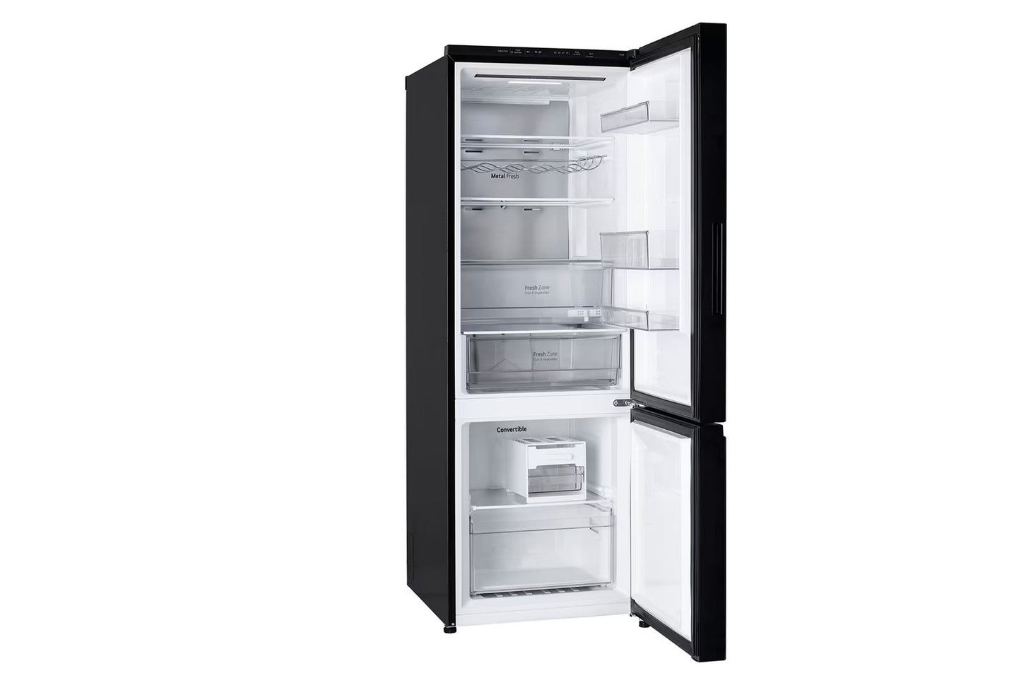 LG GL-B382EBMX 340L 3 Star Frost Free Bottom Freezer Refrigerator (Convertible, Door Cooling+, Smart Inverter Compressor, Wi-Fi, Black Mirror)