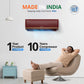 Voltas 183V Vertis Zen Deep Wine 1.5 Ton 3 Star Inverter Split AC – Ice-Wash Technology, Turbo Cooling, Copper Condenser, R32 Refrigerant