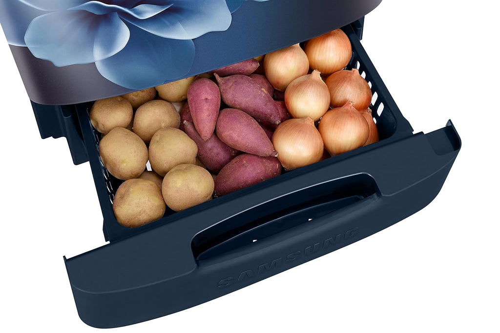 Samsung RR26C3893CU/HL 246L 3 Star Inverter Direct-Cool Single Door Refrigerator Appliance (Camellia Blue) Base Stand Drawer