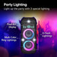 LG XL9T XBOOM 2.0 Ch Portable Bluetooth Party Speaker with Dual 8” Woofers, Pixel LED Lights, DJ & Guitar Input, IPX4 Water Resistance – Black