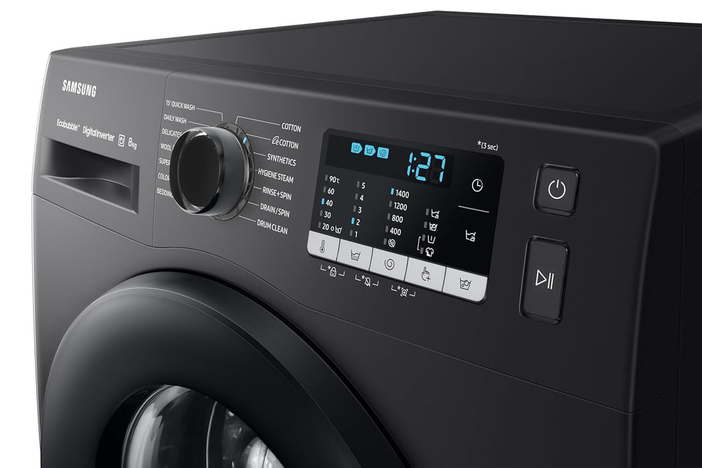 Samsung WW80TA046AB1TL 8 kg, Hygiene Steam with Inbuilt Heater, Digital Inverter, Fully-Automatic Front Load Washing Machine ( Black)