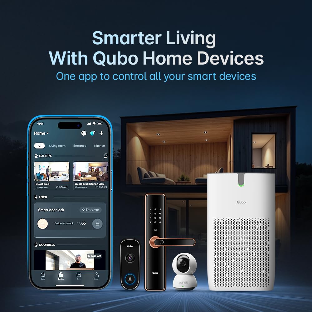 Qubo Smart Air Purifier Q400 | 400 Sq.ft | HEPA H13 | App & Voice Control | 4-Layer Filtration | 9000 Hrs Filter Life | Suraj Electronics Delhi NCR