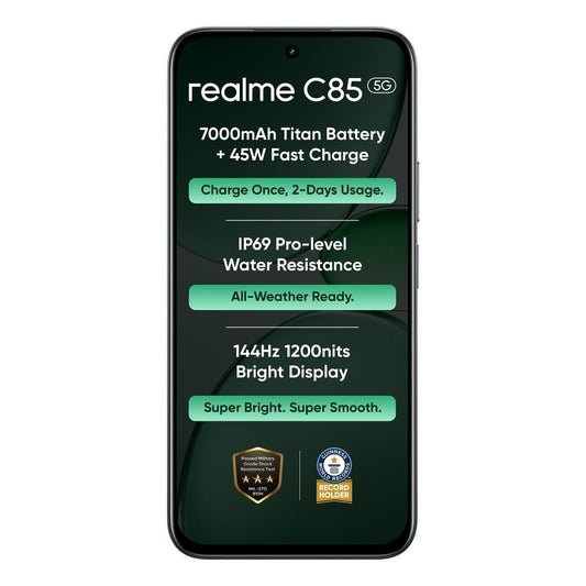 Realme C85 5G 128 GB, 4 GB RAM, Peacock Green, Mobile Phone