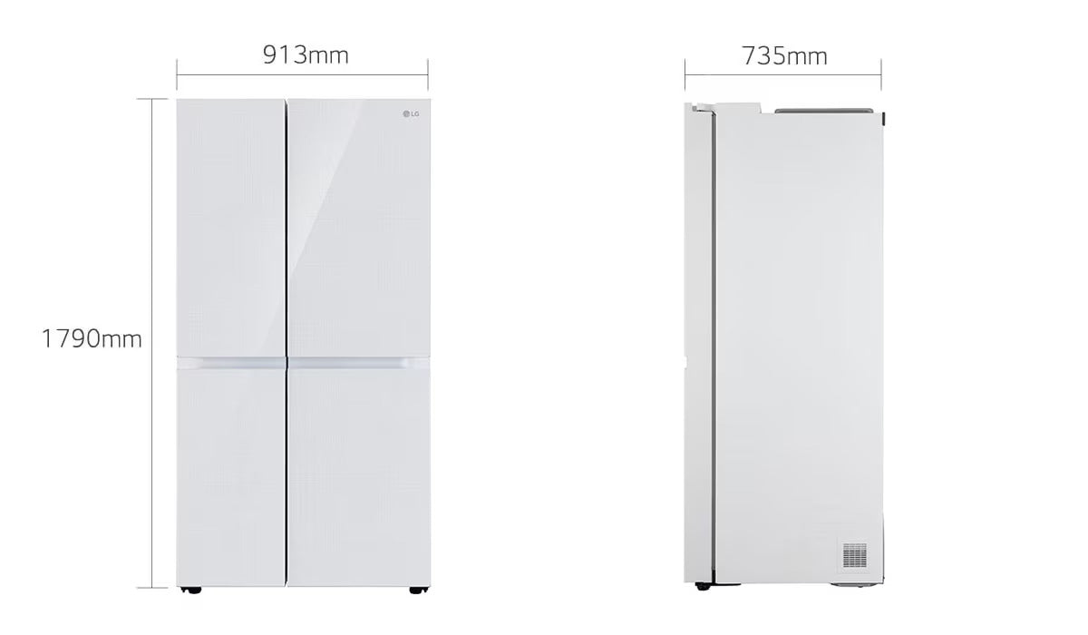 LG GL-B257DLW3 650 Ltr Convertible Side by Side Refrigerator with Premium Glass Door, Smart Inverter Compressor, Linen White Finish