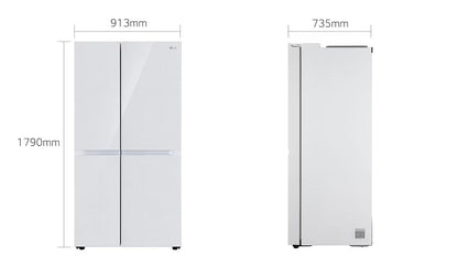 LG GL-B257DLW3 650 Ltr Convertible Side by Side Refrigerator with Premium Glass Door, Smart Inverter Compressor, Linen White Finish