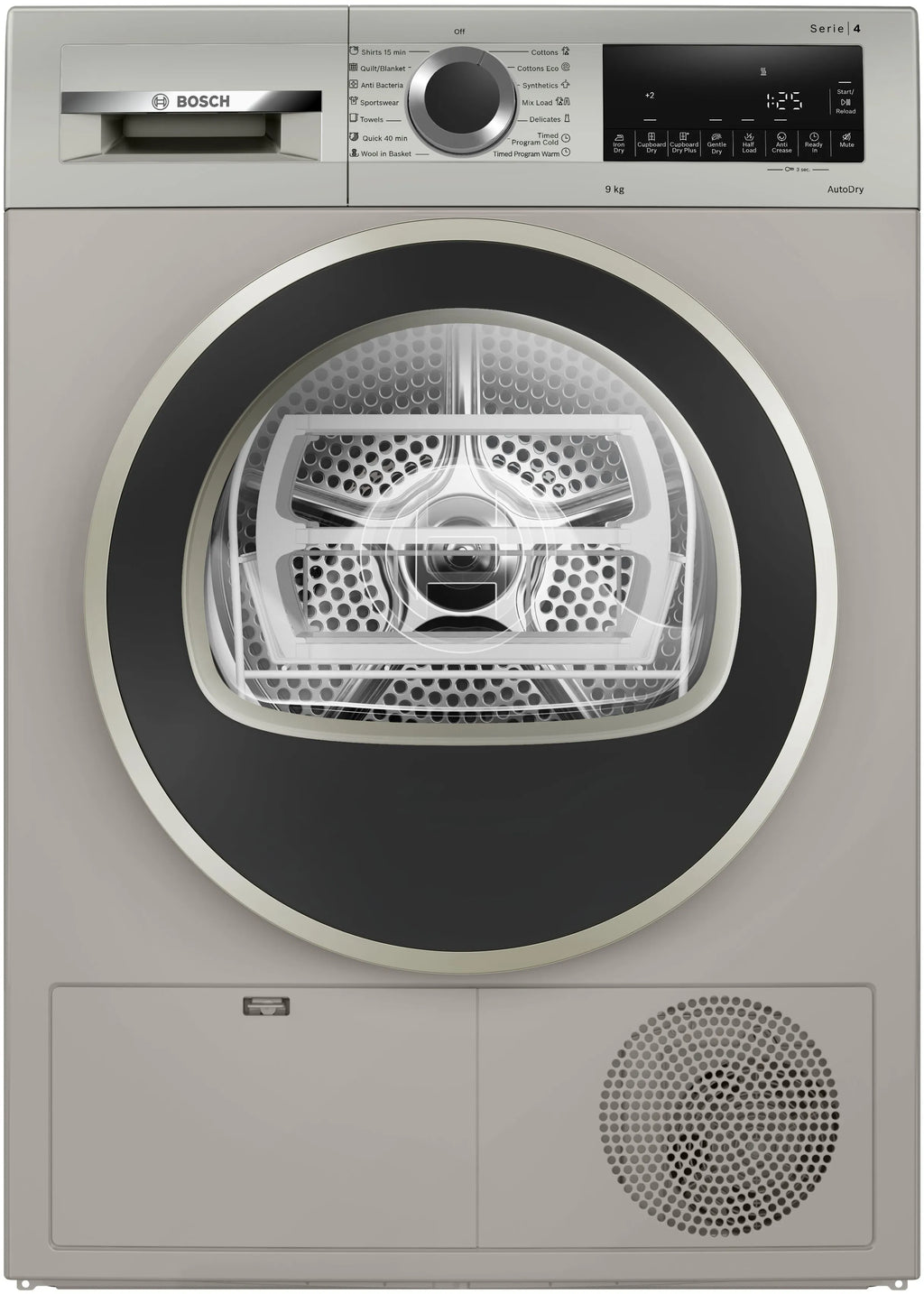 BOSCH WPG24108IN 9 kg Tumble Dryer Series 4 condenser Silver inox