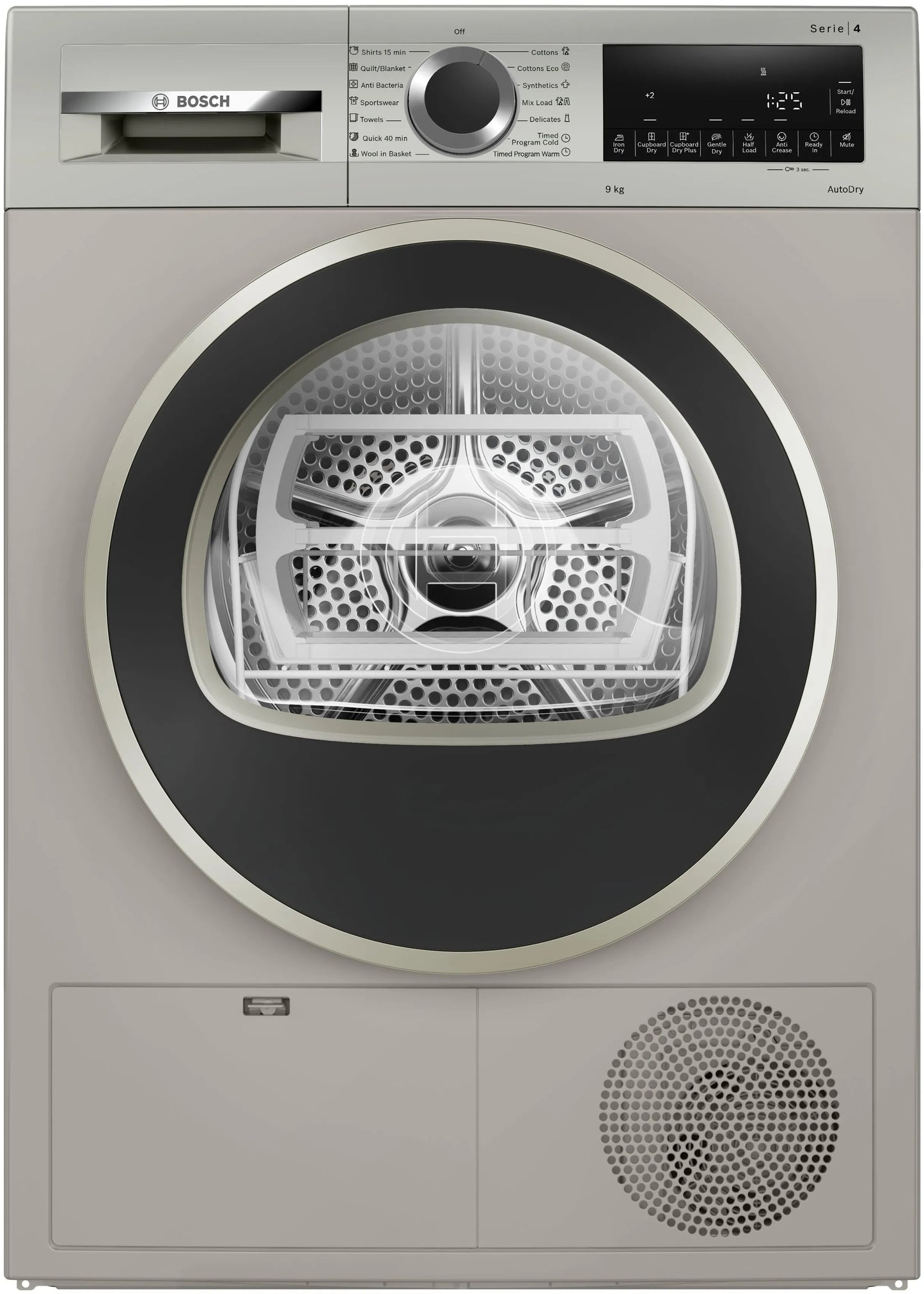BOSCH WPG24108IN 9 kg Tumble Dryer Series 4 condenser Silver inox