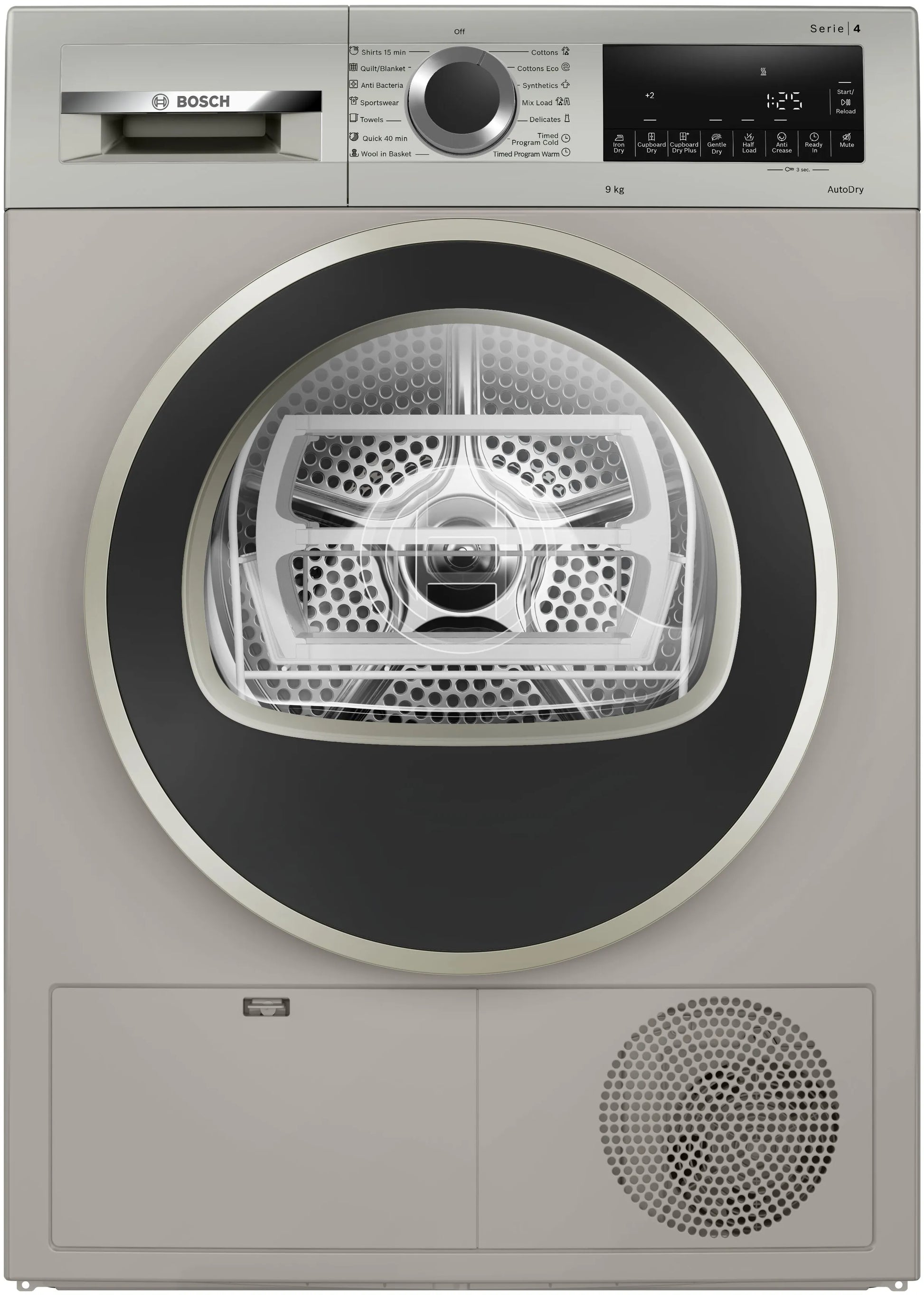 BOSCH WPG24108IN 9 kg Tumble Dryer Series 4 condenser Silver inox