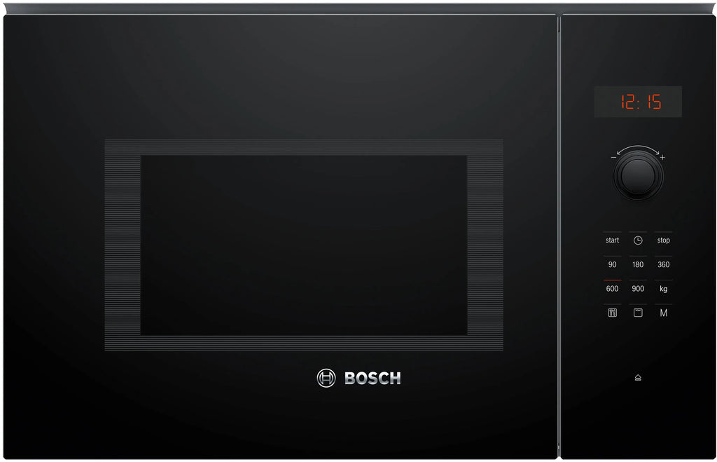 Bosch BEL553MB0I Series 6 Built-In Microwave Oven – 25L, Black, LED Display, Grill Function, Stainless Steel Cavity