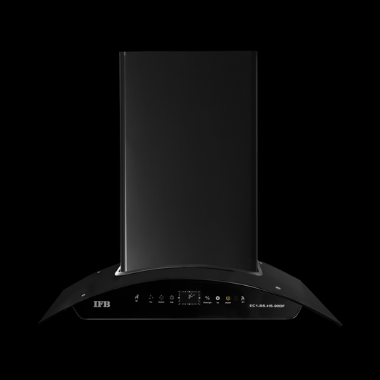 IFB 60 Cm 1200 m³/hr Auto-Clean Curved Glass Kitchen Chimney (EC1 -BS -HS-60BF, Feather Touch, Baffle Filter, Black Steel)