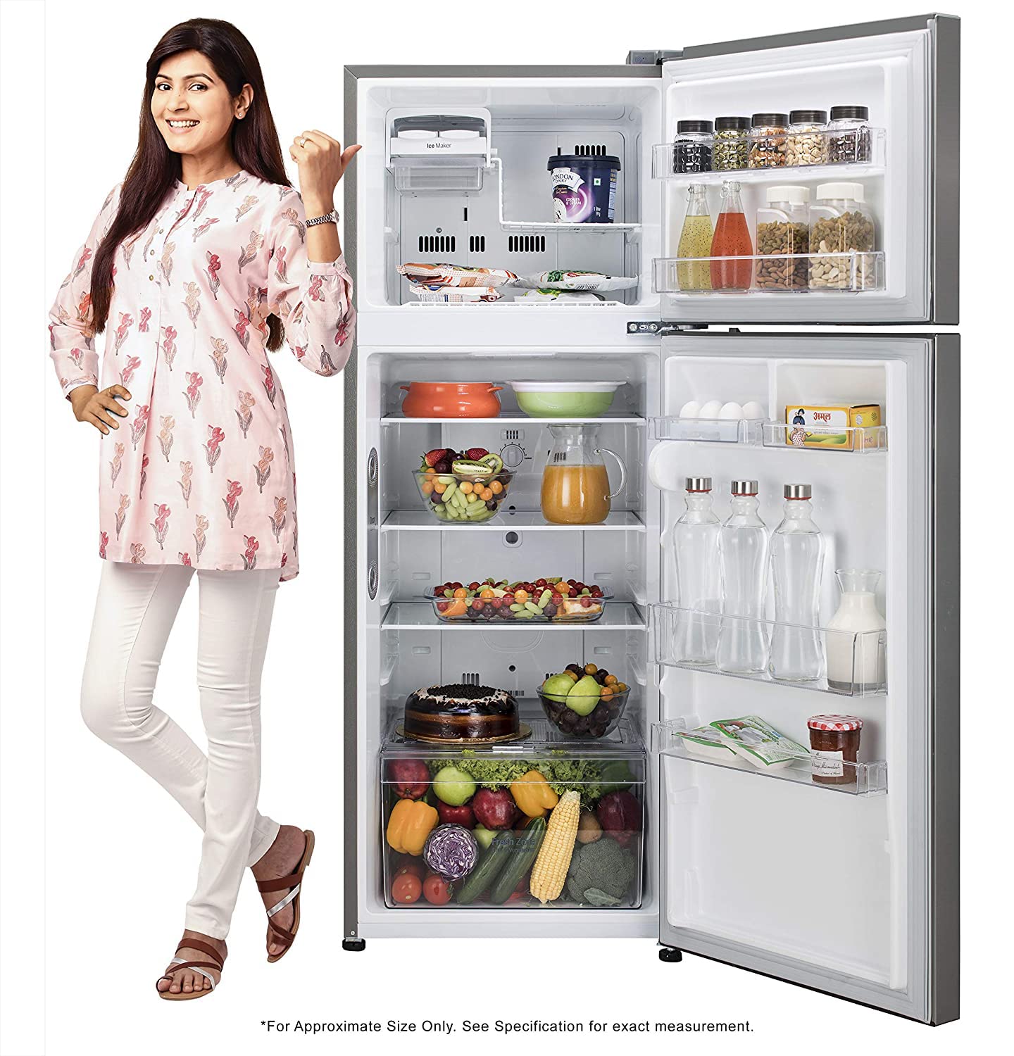LG GL-C322KPZY 291 L 2 Star Inverter Frost-Free Double Door Refrigerator (Shiny Steel) | Smart Inverter Compressor, Jet Ice, Door Cooling+