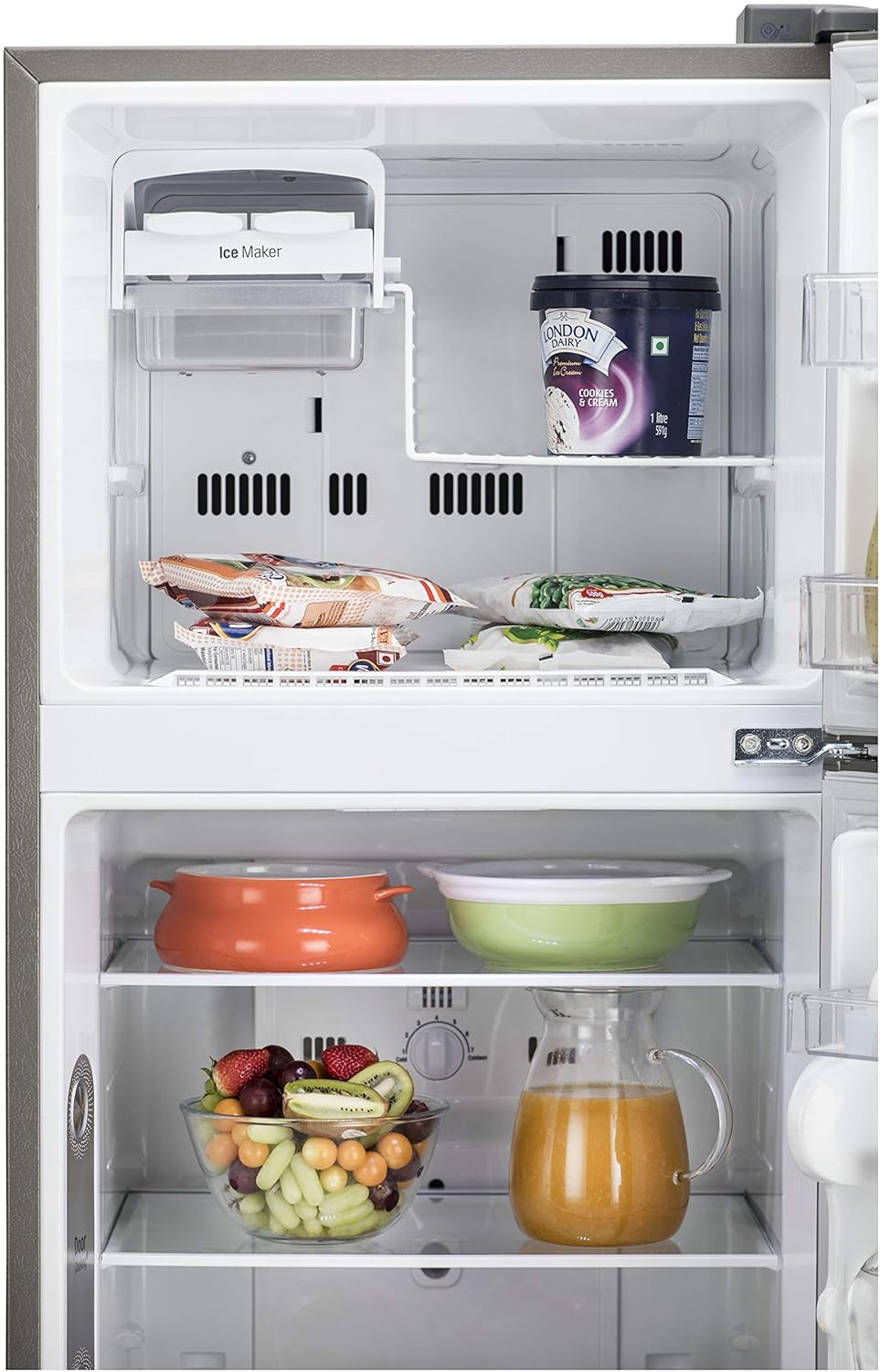 LG GL-C322KPZY 291 L 2 Star Inverter Frost-Free Double Door Refrigerator (Shiny Steel) | Smart Inverter Compressor, Jet Ice, Door Cooling+