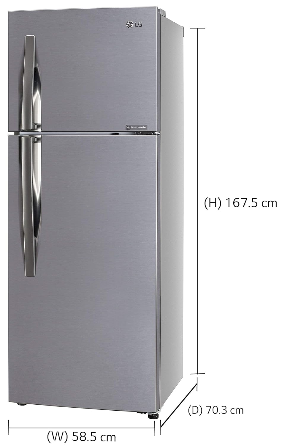LG GL-C322KPZY 291 L 2 Star Inverter Frost-Free Double Door Refrigerator (Shiny Steel) | Smart Inverter Compressor, Jet Ice, Door Cooling+