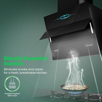 Crompton CHD-AQI60FLE-IND BLDC 1700m3/hr 60cm Slant Chimney AQ NONA| Filterless Intelligent Autoclean| Built In Oil Collector| Touch+Motion Sensor Control|10Yrs Motor & 4Yrs Overall Warranty