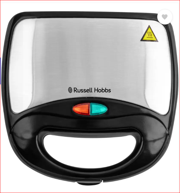Russell Hobbs RST750WM 750W Waffle Maker | Non-Stick Plates, Cool-Touch Handle, LED Indicators, Overheat Protection | Compact Design | Black/Silver | 2-Year Warranty