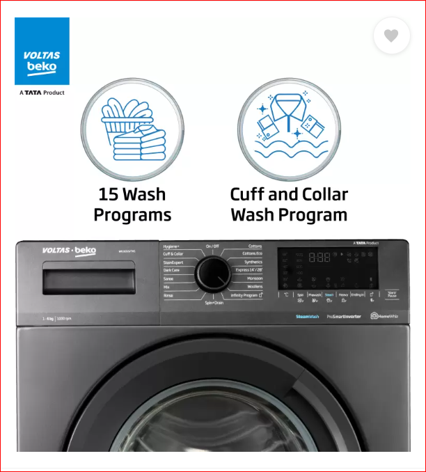 Voltas Beko WFL6010VTMS 6 kg Fully Automatic Front Loading Washing Machine Anthracite
