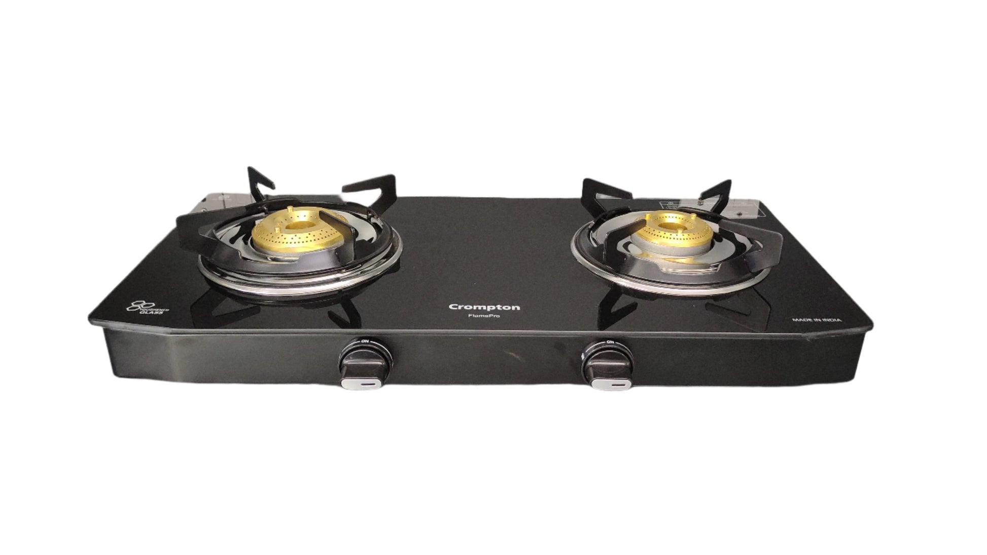 Crompton CKT-FPR652-MSB 2 Burner Gas Stove FlamePro | Wide Body Design | 1 Medium and 1 Small Brass Burners