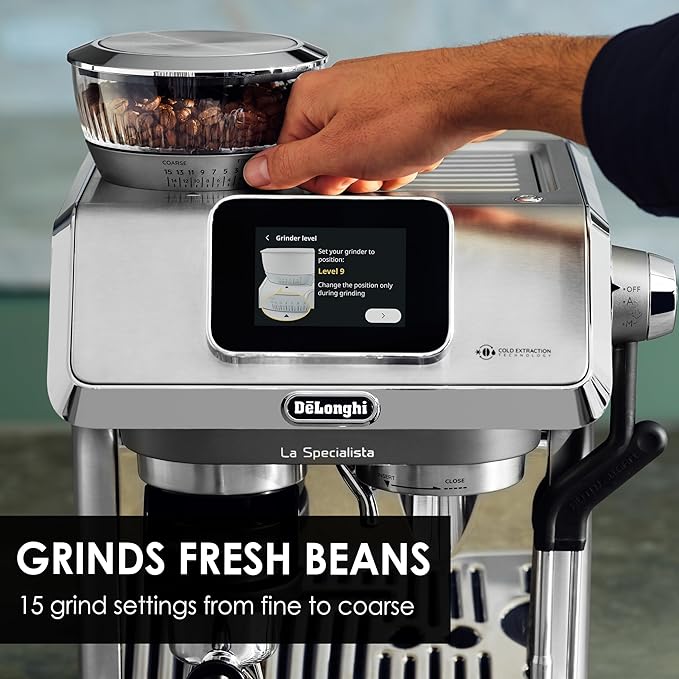 DeLonghi La Specialista Touch EC9455.M Cold Brew Coffee Machine , Barista Style Espresso Coffee Machine with Built-in Grinder, 9 Recipes, Intuitive Touch Control, Automatic or Manual Milk Frother