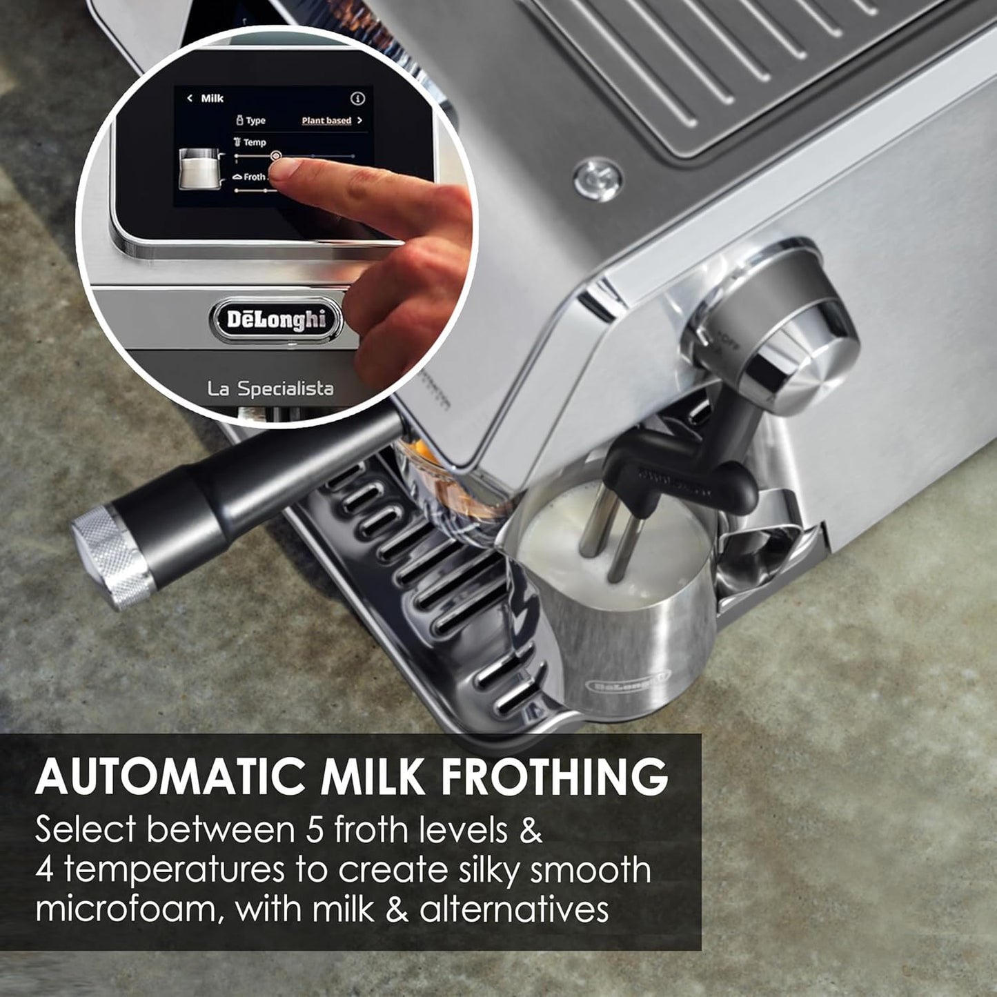 DeLonghi La Specialista Touch EC9455.M Cold Brew Coffee Machine , Barista Style Espresso Coffee Machine with Built-in Grinder, 9 Recipes, Intuitive Touch Control, Automatic or Manual Milk Frother