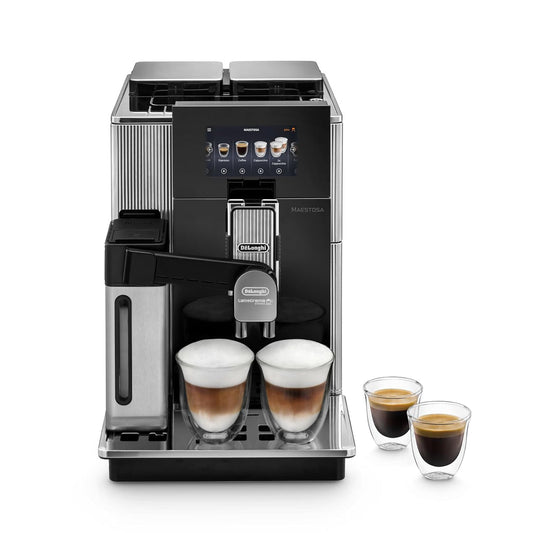 DeLonghi Maestosa EPAM960.75.GLM Fully Automatic Coffee Machine With In Built Dual Grinder, Bean To Cup, Smart One Touch Cappuccino, LatteMacchiato, Espresso, Hot Chocolate Maker App Lin
