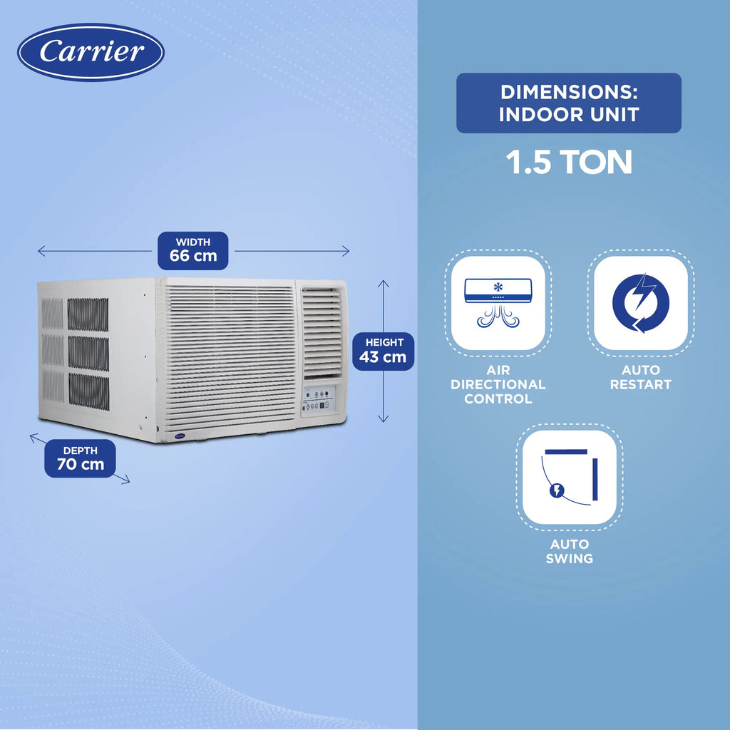Carrier Estrella CAW24EC3R32F0 3 Star Window AC 2 Ton White