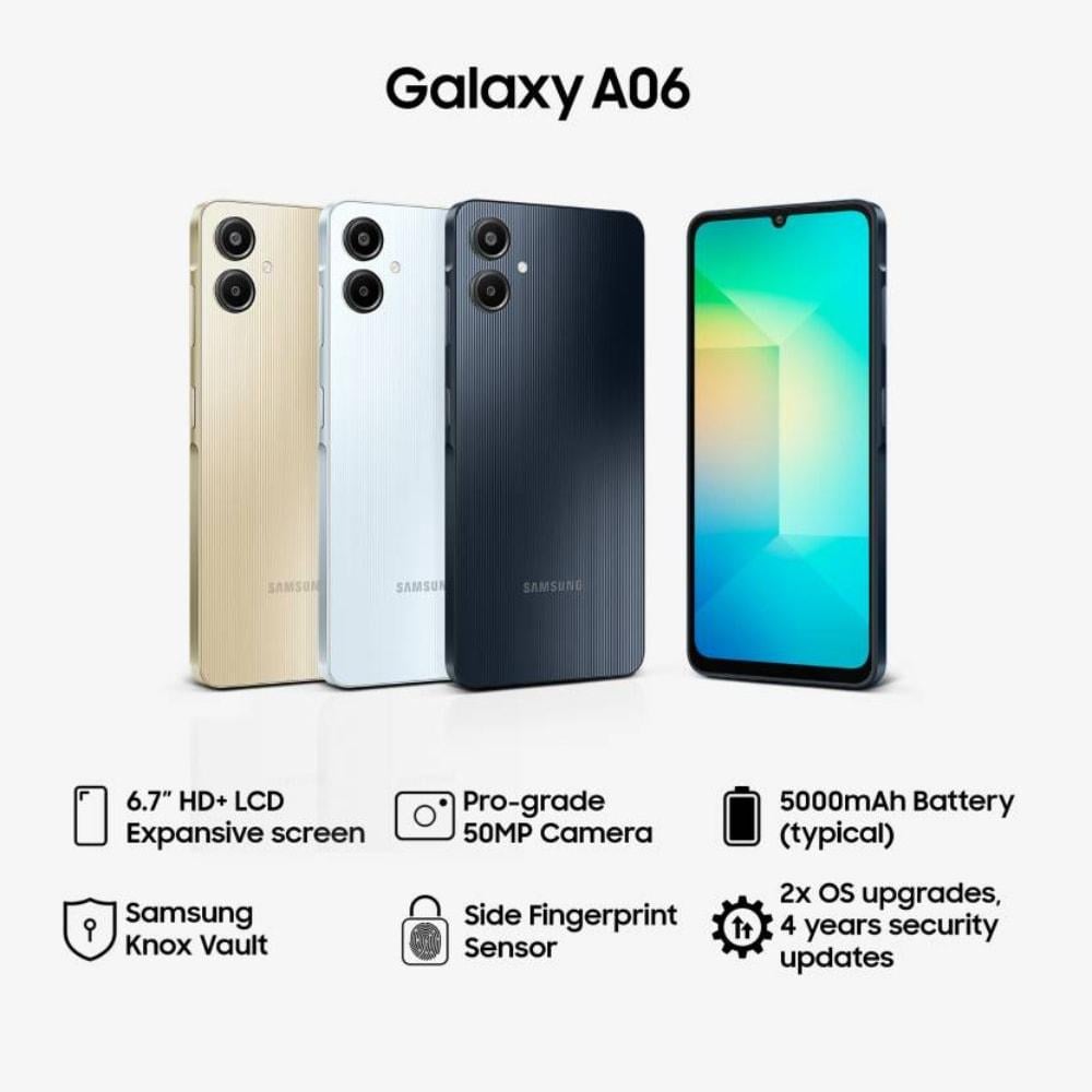 Samsung Galaxy A06 128 GB, 4 GB RAM, Gold, Mobile Phone