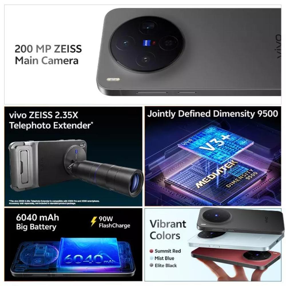 Vivo X300 512 GB, 16 GB RAM, Elite Black, Mobile Phone