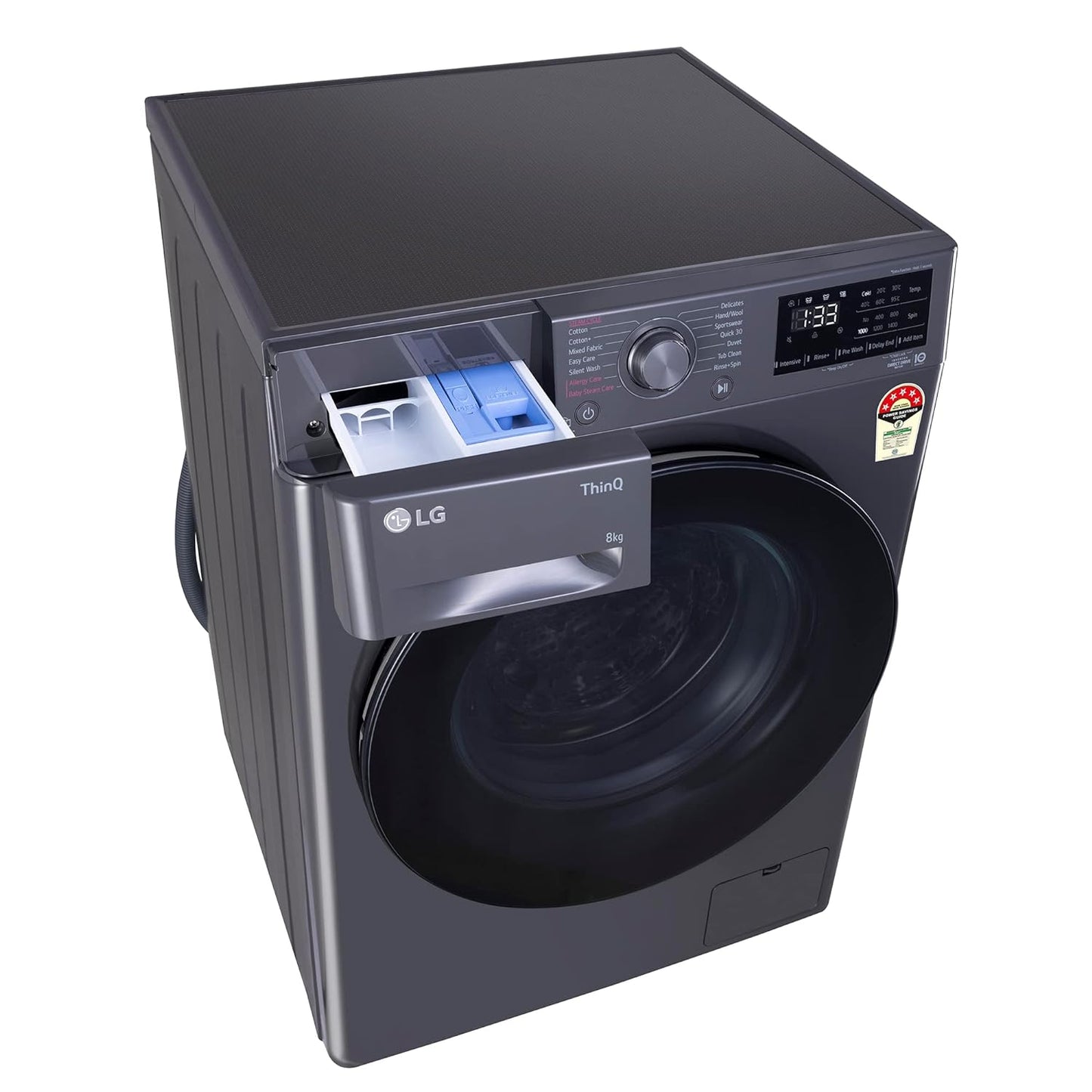 LG 8 Kg Front Load Washing Machine FHP1208Z5M | AI DD Technology | Steam for Hygiene | Inverter Motor | Wi-Fi Enabled | Middle Black