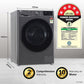 LG 8 Kg Front Load Washing Machine FHP1208Z5M | AI DD Technology | Steam for Hygiene | Inverter Motor | Wi-Fi Enabled | Middle Black