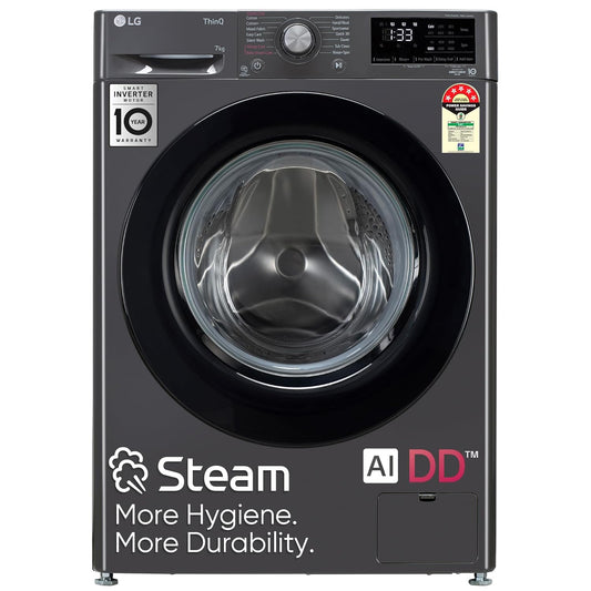 LG FHV1207Z2M 7 Kg 5 Star AI Direct Drive Fully-Automatic Front Loading Washing Machine (Middle Black, Steam for Hygiene Wash)