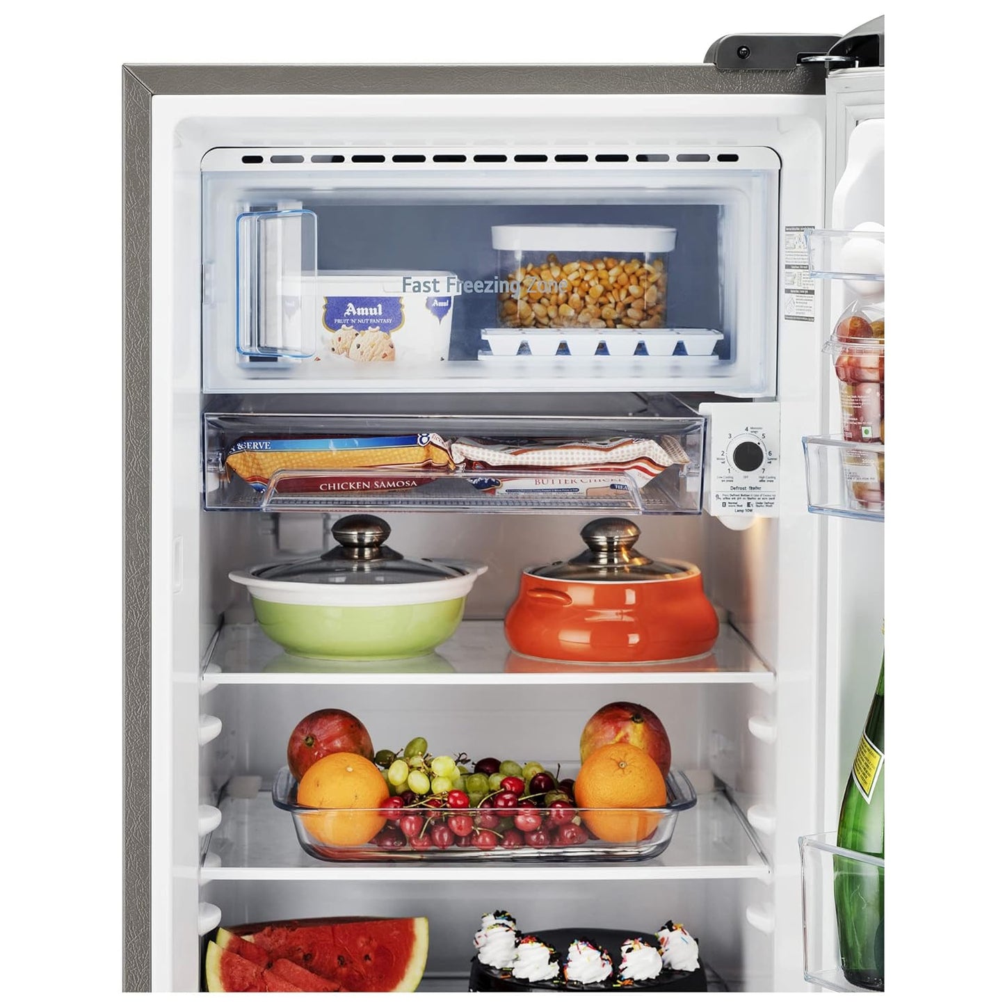 LG 201 L 3 Star Direct-Cool Single Door Refrigerator (GL-B211HPZD, Shiny Steel, Fast in Ice Making)