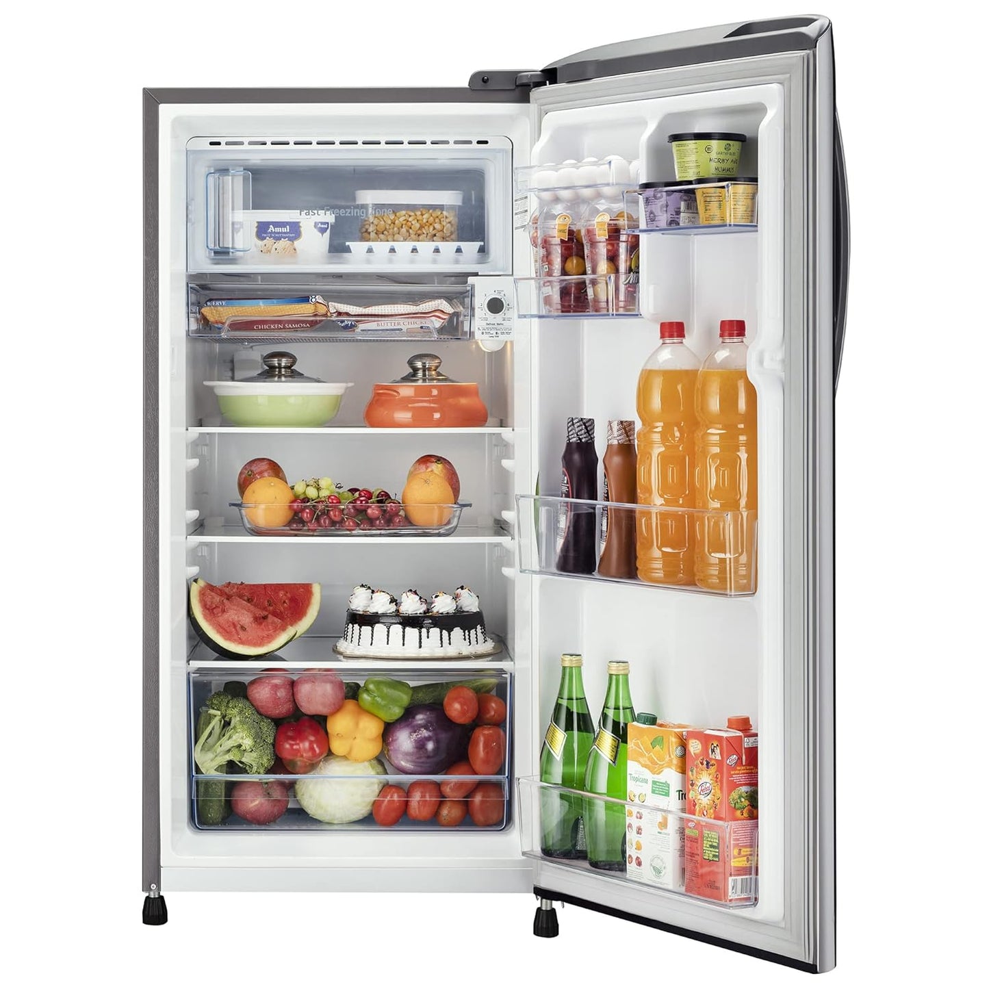 LG 201 L 3 Star Direct-Cool Single Door Refrigerator (GL-B211HPZD, Shiny Steel, Fast in Ice Making)